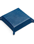 Leather valet tray, cobalt croc with red, base