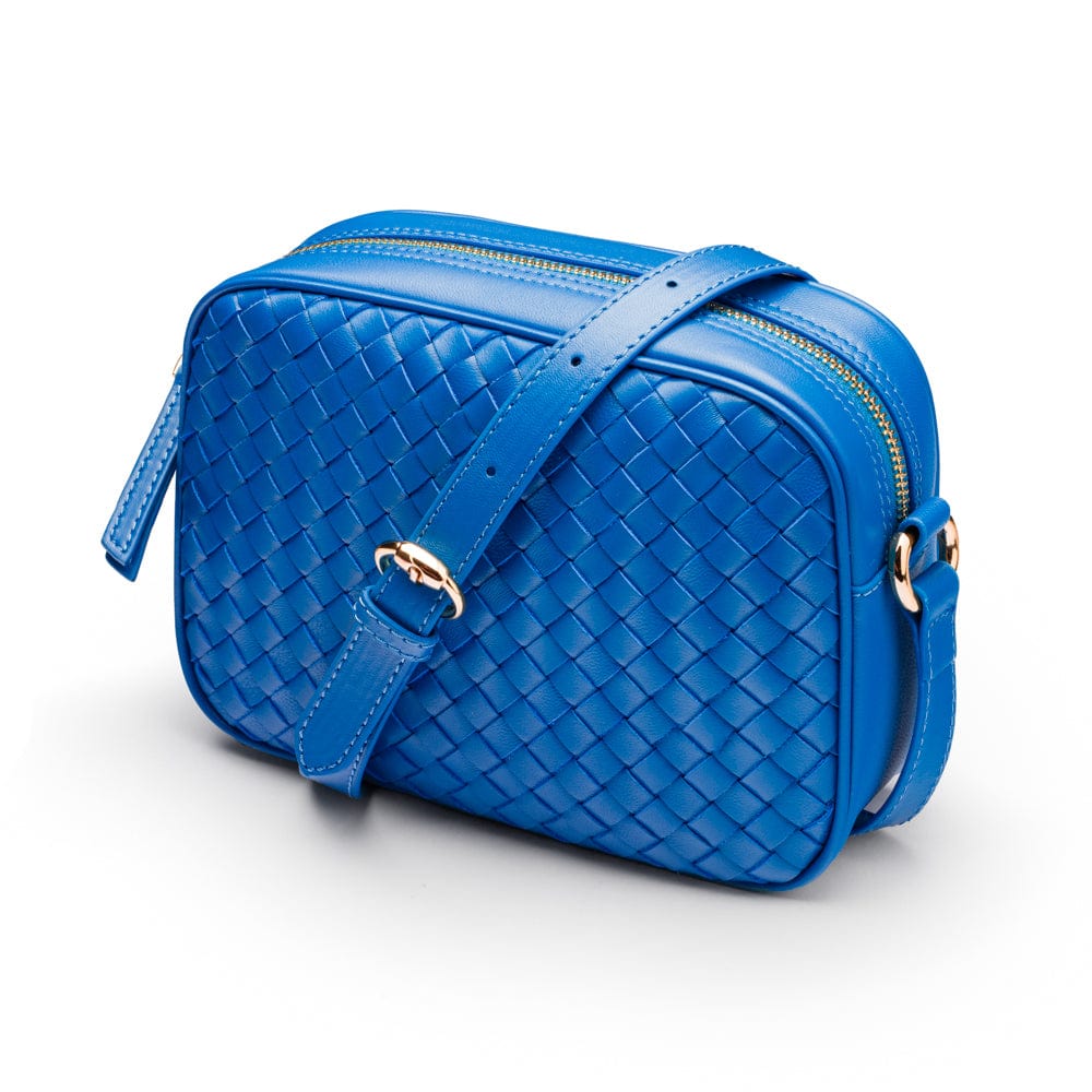 Ivy woven camera bag, cobalt, front