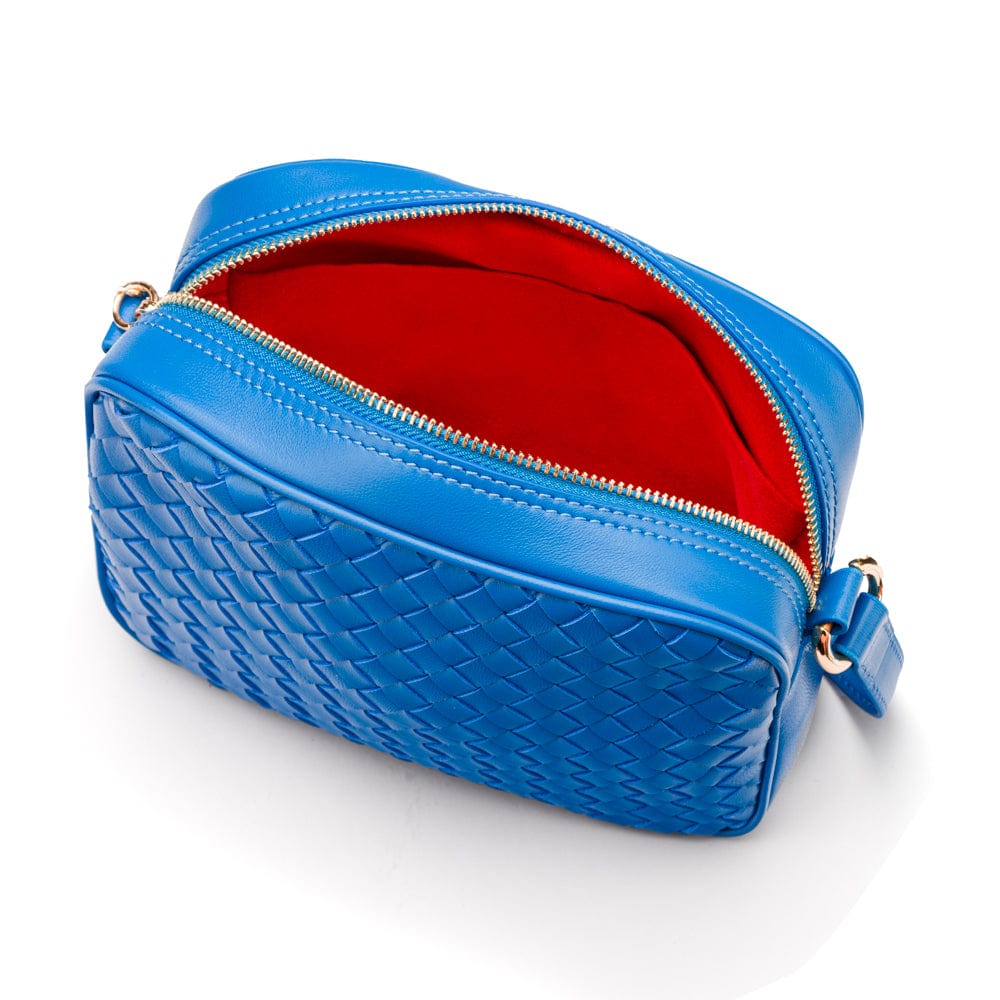 Ivy woven camera bag, cobalt, interior
