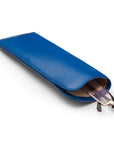 Large leather glasses case, soft cobalt, inside