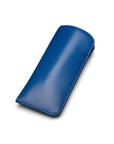 Large leather glasses case, soft cobalt, front