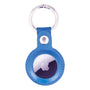 Leather air tag holder, blue, front