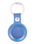 Leather air tag holder, blue