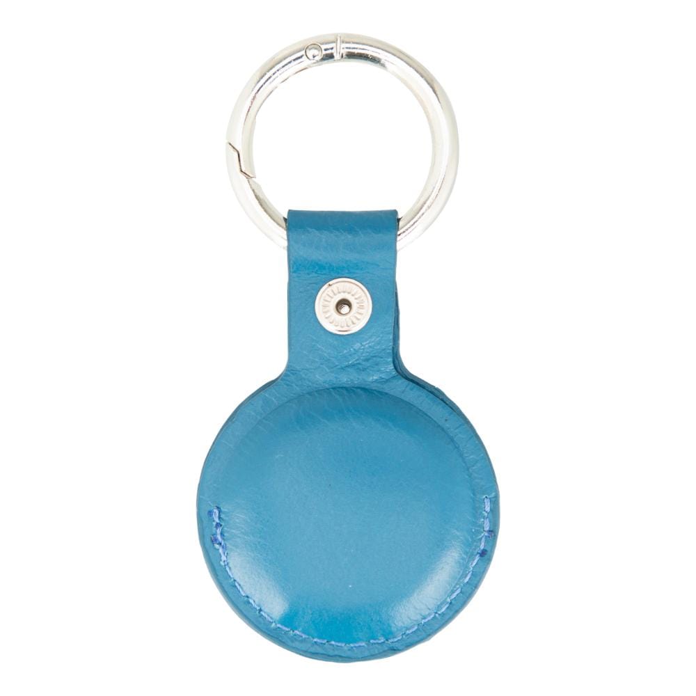 Leather air tag holder, blue, back