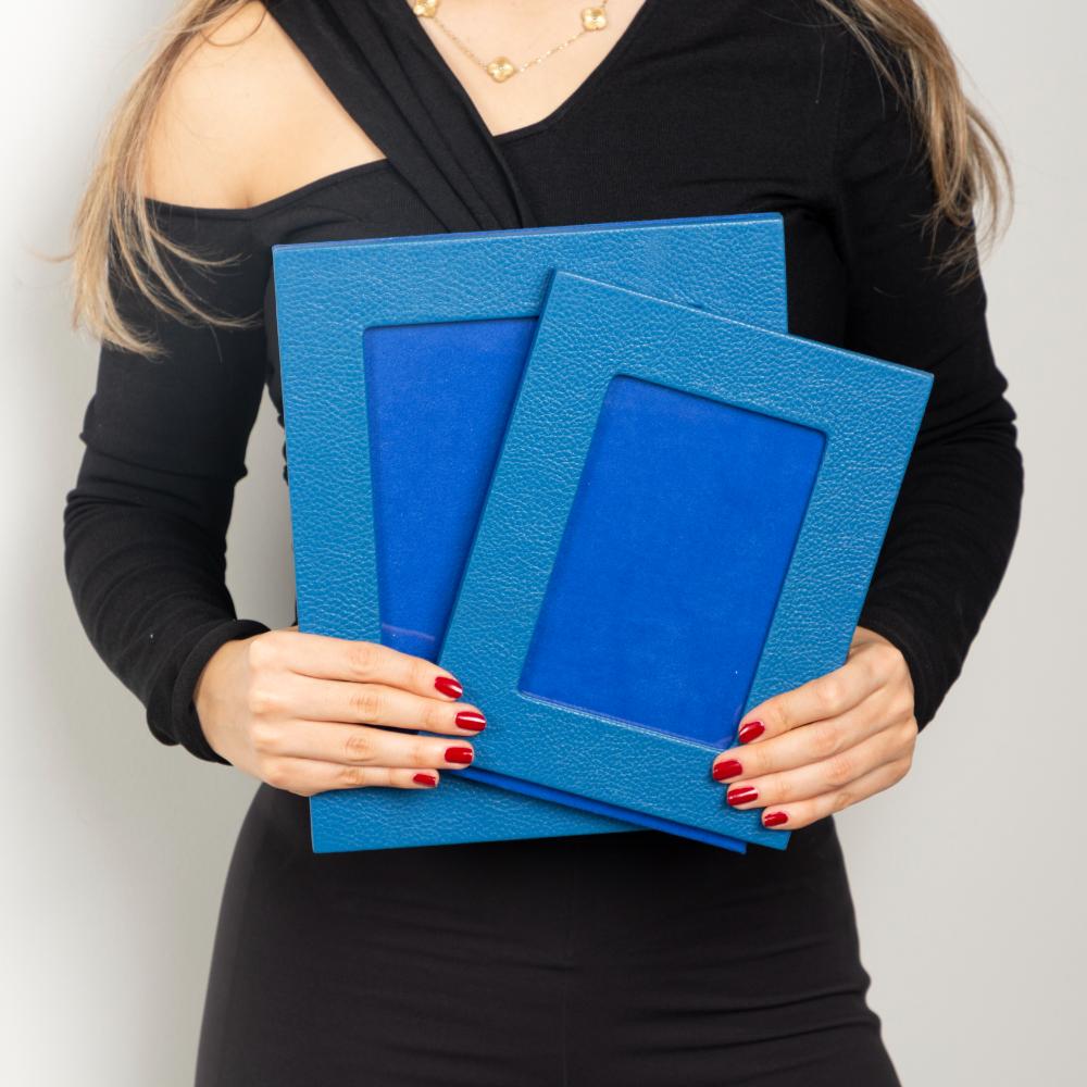 Luxury leather frame, cobalt, 2 different sizes