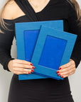 Luxury leather frame, cobalt, 2 different sizes