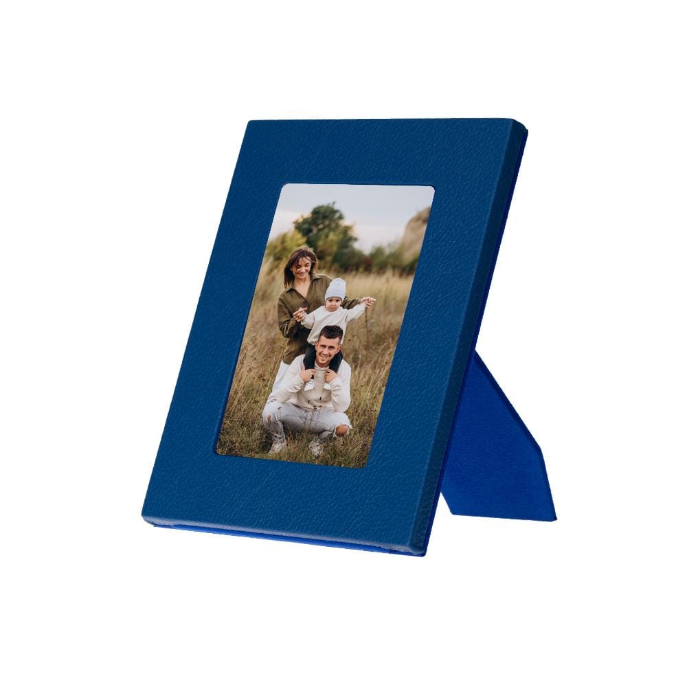 Luxury leather frame, cobalt, portrait with picture
