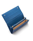 Leather Mayfair concertina purse, cobalt, inside