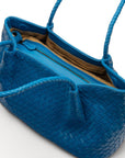 Midi woven leather bag, cobalt, inside