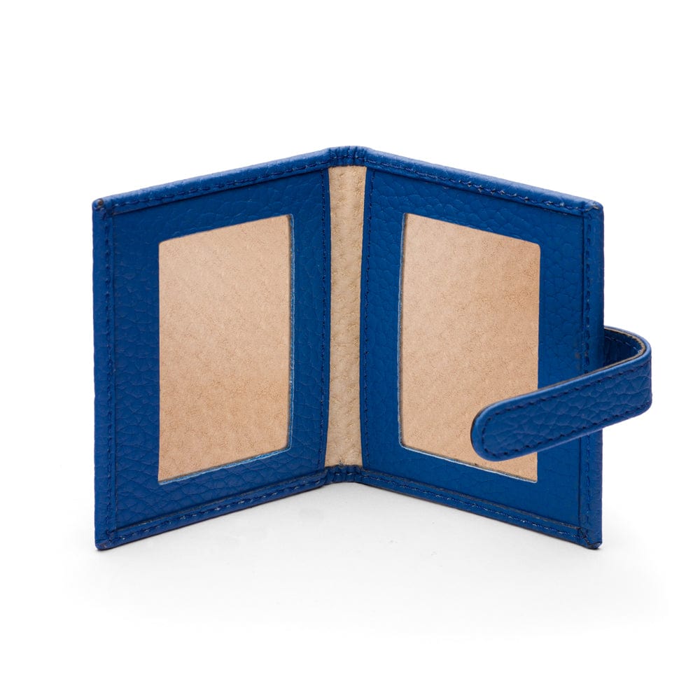 Mini leather passport photo frame, cobalt, 60 x 40mm, inside