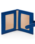 Mini leather passport photo frame, cobalt, 60 x 40mm, inside