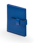 Mini leather passport photo frame, cobalt, 60 x 40mm, side