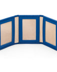 Mini leather trifold photo frame, cobalt, 60 x 40mm, inside