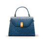 Ostrich Leather Sabrina Bag, Cobalt, front