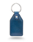 Rectangular leather key fob, cobalt, front