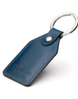 Rectangular leather key fob, cobalt, back