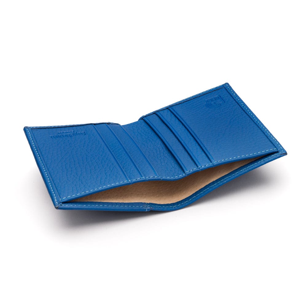 RFID leather wallet with 4 CC, cobalt, inside