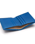 RFID leather wallet with 4 CC, cobalt, inside