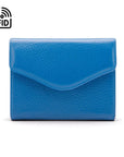 RFID Large leather purse with 15 CC, cobalt, front