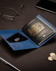 RFID Leather Passport Holder,  Cobalt, lifestyle