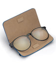 Slim Leather Glasses Lens Cover with Magnetic Closure, Cobalt, inside