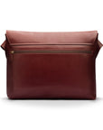 Men's large leather messenger bag, dark tan, back