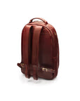 Men's leather 15" laptop backpack, dark tan, side back