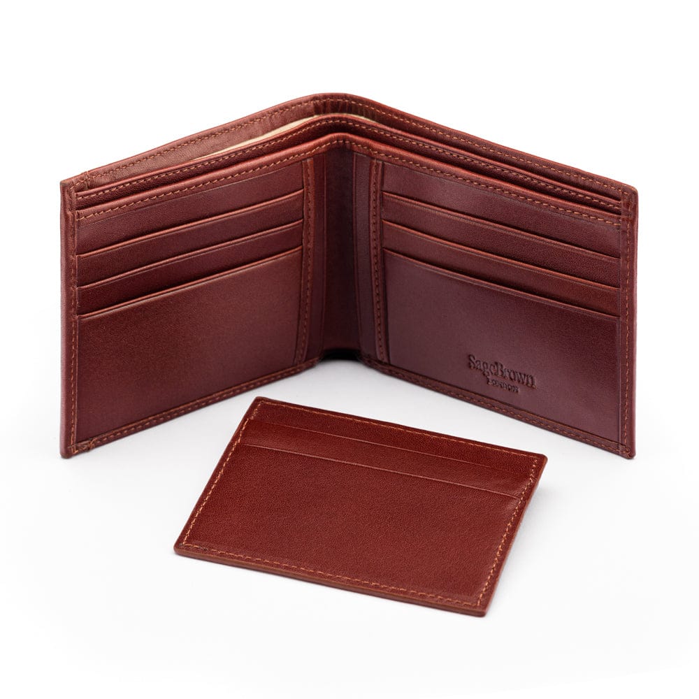 Leather 2 in 1 Wallet, Dark Tan | Men's Wallets | SageBrown