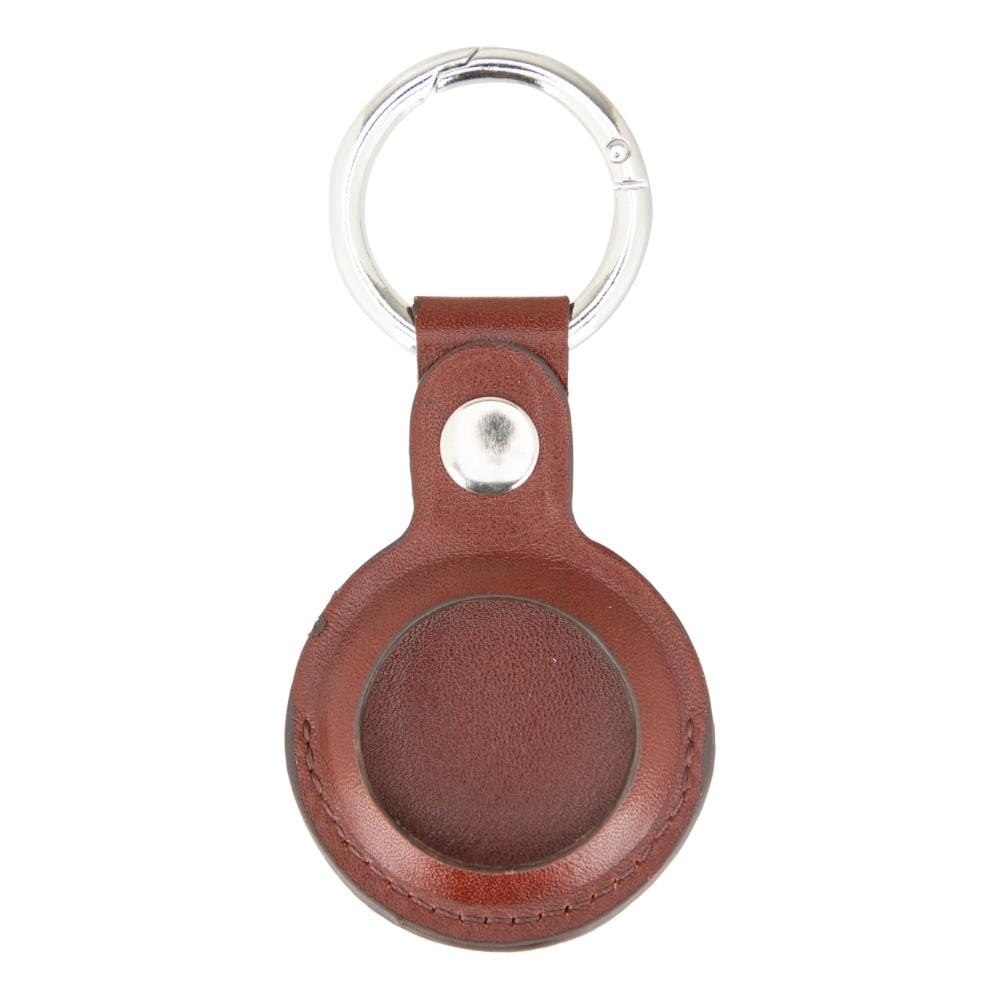 Leather air tag holder, tan, front view