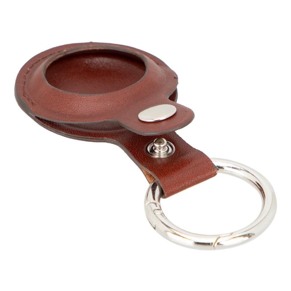 Leather air tag holder, tan, side