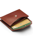 Leather business card holder, dark tan, inside