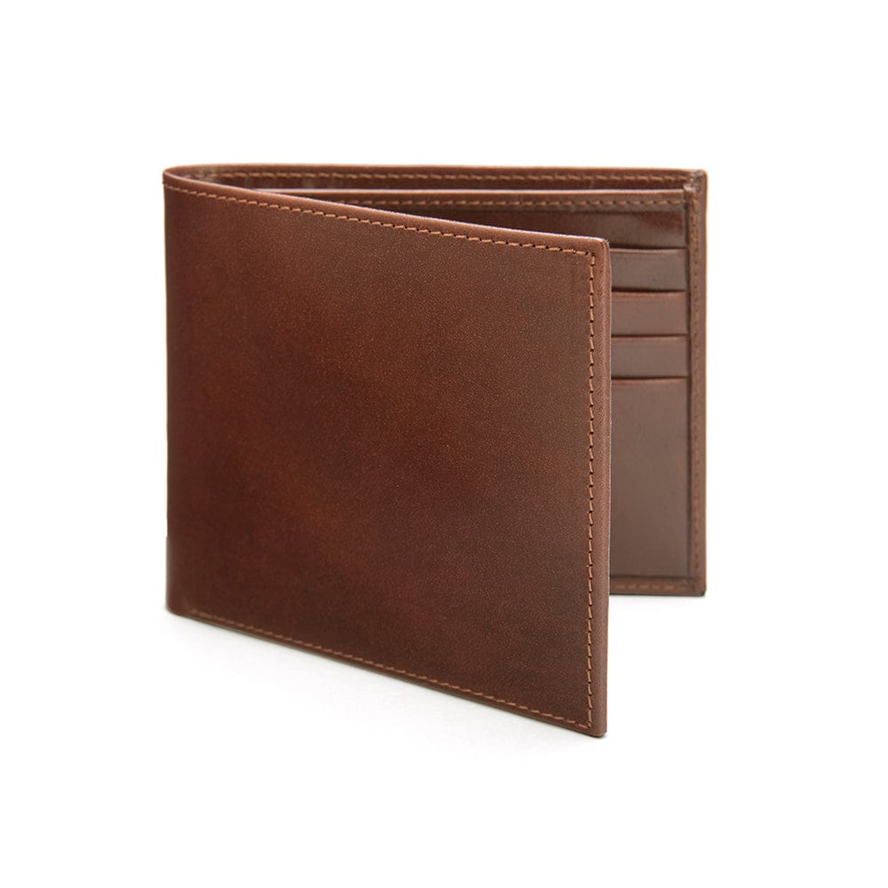 RFID leather wallet for men, dark tan, front