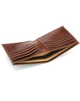 RFID leather wallet for men, dark tan, open