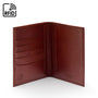 RFID leather passport holder, dark tan, inside view