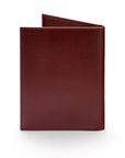 RFID leather passport holder, dark tan, back view