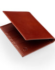 RFID leather passport holder, dark tan, back