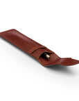 Single leather pen case, dark tan, inside