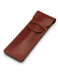 Single leather pen case, dark tan, front