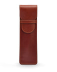 Single leather pen case, dark tan, front view