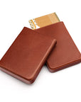 Pull apart business card holder, dark tan, open