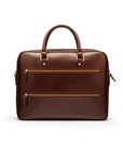 17" laptop briefcase, dark tan, back