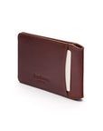 Leather Oyster card, dark tan with cream, back