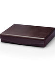 Large Leather Cufflink And Jewellery Box - Dark Tan With Red, front