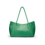 Woven leather slouchy bag, emerald, front view