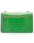 Leather chain bag, emerald croc, back