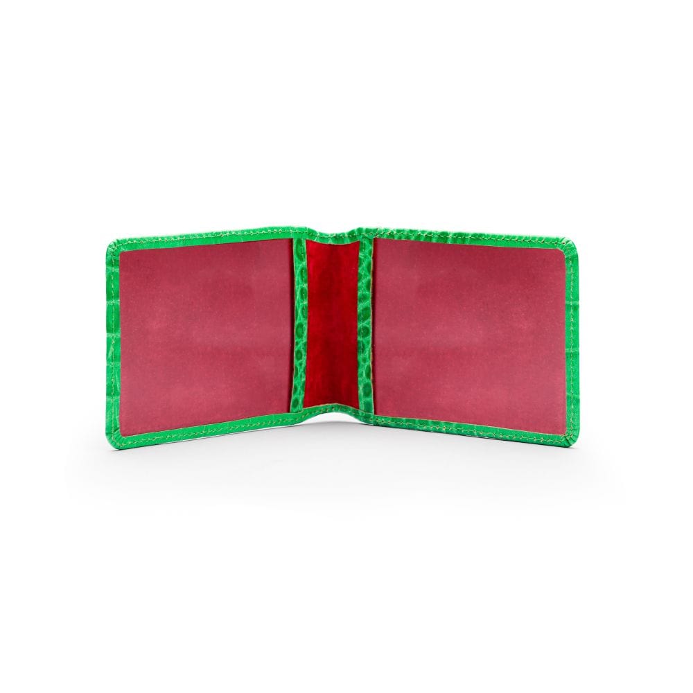 Leather Oyster card holder,emerald croc, inside