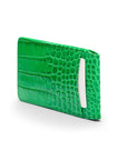 Leather Oyster card holder,emerald croc, back