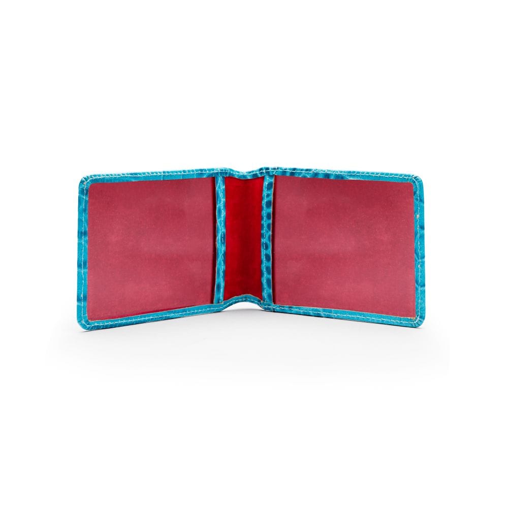 Leather Oyster card holder,turquoise croc, inside