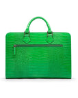 Leather Trinity 13" laptop briefcase, emerald croc, back