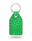 Rectangular leather key fob, emerald croc, front